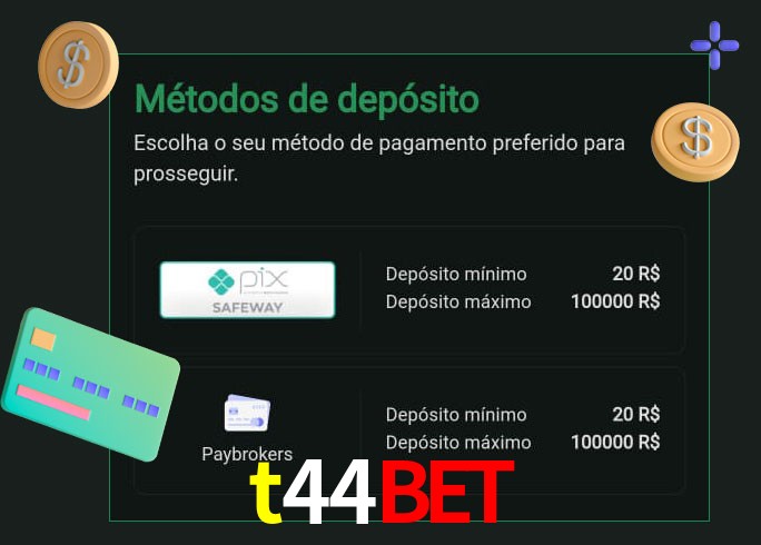 O cassino t44bet oferece uma grande variedade de métodos de pagamento